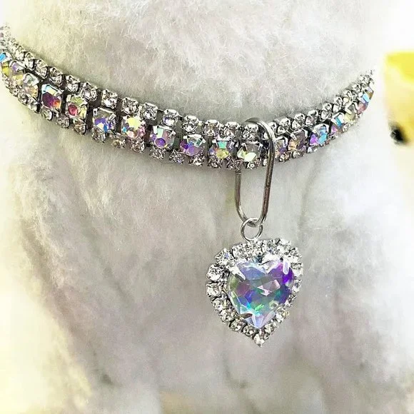NEW Sparkling Bling Swarovski Crystal Rhinestone Heart Pet Collar: Cat O… - Picture 6 of 7